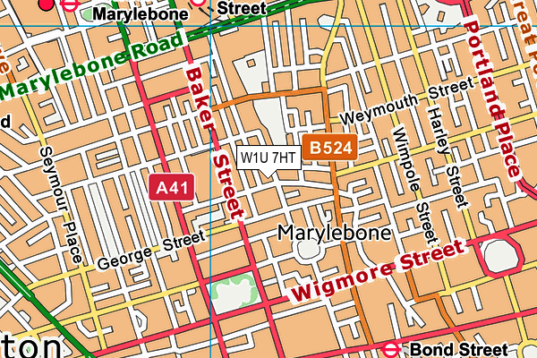 W1U 7HT map - OS VectorMap District (Ordnance Survey)