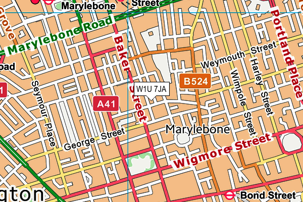 W1U 7JA map - OS VectorMap District (Ordnance Survey)
