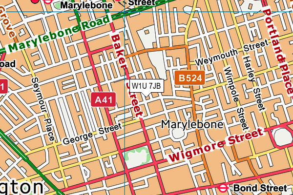 W1U 7JB map - OS VectorMap District (Ordnance Survey)