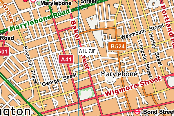 W1U 7JF map - OS VectorMap District (Ordnance Survey)