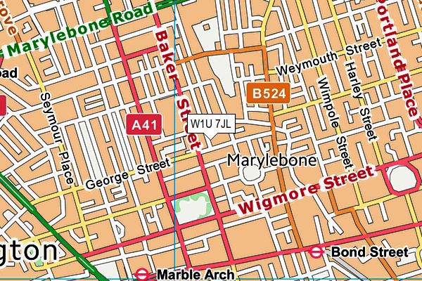 W1U 7JL map - OS VectorMap District (Ordnance Survey)