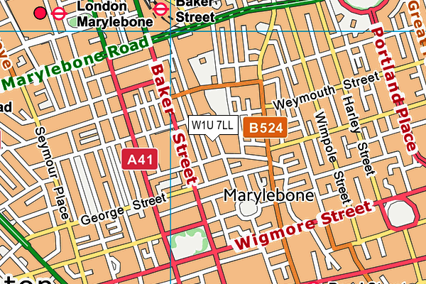 W1U 7LL map - OS VectorMap District (Ordnance Survey)