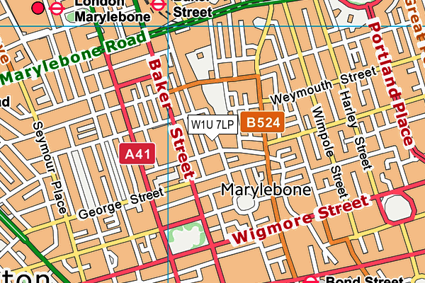 W1U 7LP map - OS VectorMap District (Ordnance Survey)