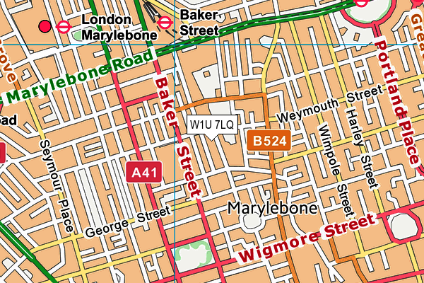 W1U 7LQ map - OS VectorMap District (Ordnance Survey)