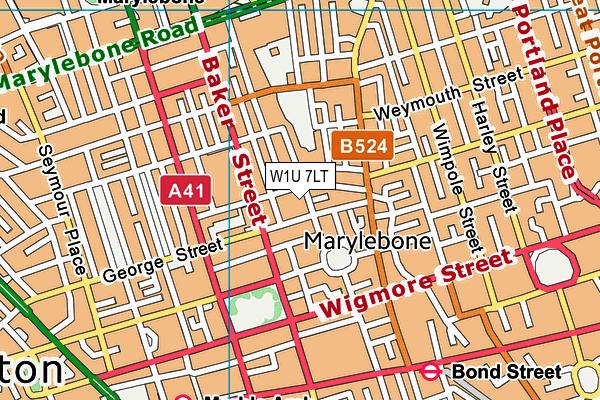 W1U 7LT map - OS VectorMap District (Ordnance Survey)