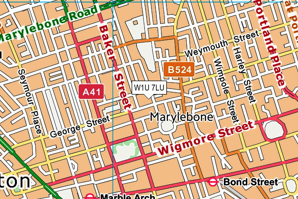 W1U 7LU map - OS VectorMap District (Ordnance Survey)