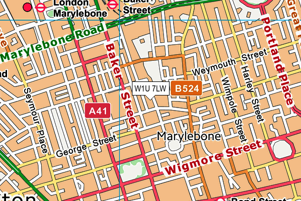 W1U 7LW map - OS VectorMap District (Ordnance Survey)