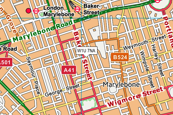 W1U 7NA map - OS VectorMap District (Ordnance Survey)