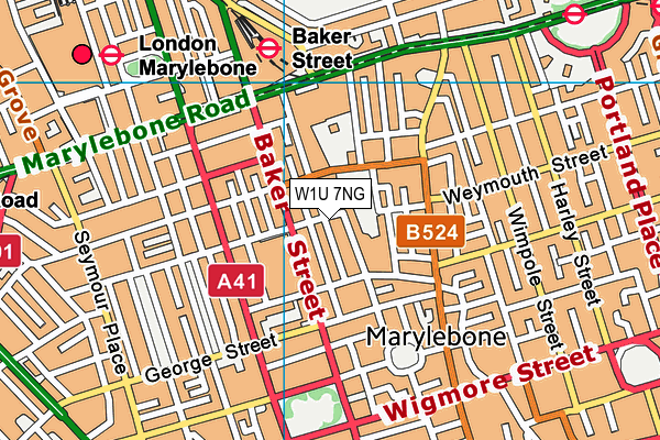 W1U 7NG map - OS VectorMap District (Ordnance Survey)