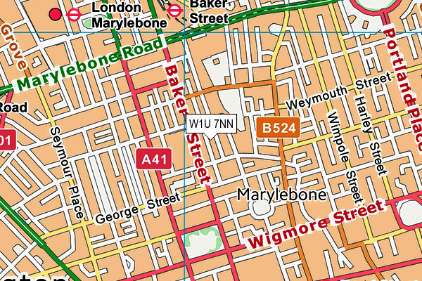 W1U 7NN map - OS VectorMap District (Ordnance Survey)