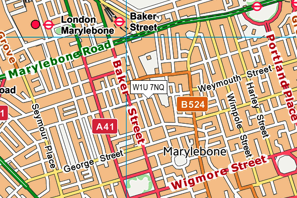 W1U 7NQ map - OS VectorMap District (Ordnance Survey)