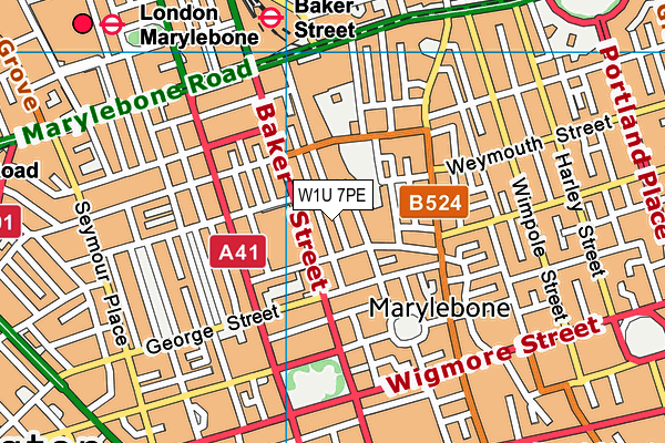 W1U 7PE map - OS VectorMap District (Ordnance Survey)