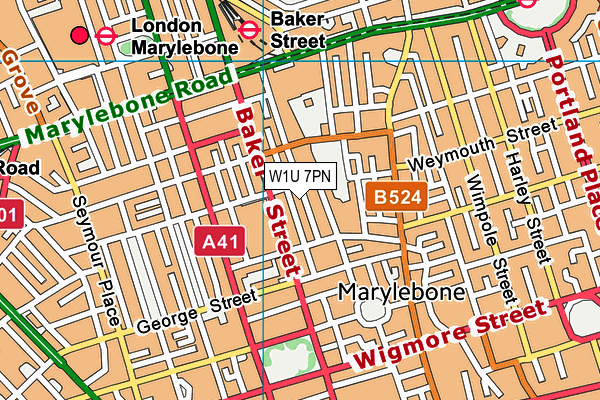 W1U 7PN map - OS VectorMap District (Ordnance Survey)