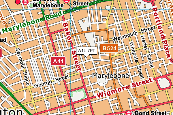 W1U 7PT map - OS VectorMap District (Ordnance Survey)