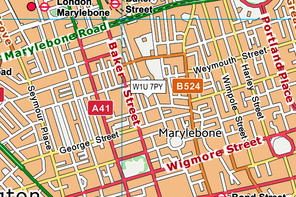 W1U 7PY map - OS VectorMap District (Ordnance Survey)