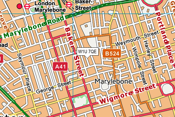 W1U 7QE map - OS VectorMap District (Ordnance Survey)