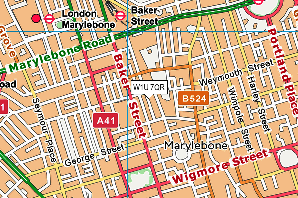 W1U 7QR map - OS VectorMap District (Ordnance Survey)