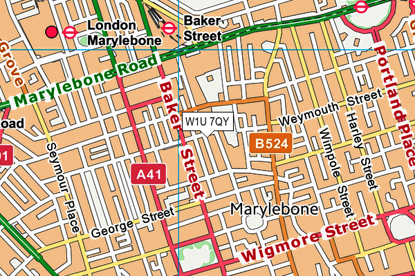 W1U 7QY map - OS VectorMap District (Ordnance Survey)