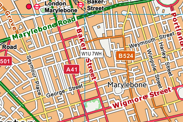 W1U 7WH map - OS VectorMap District (Ordnance Survey)