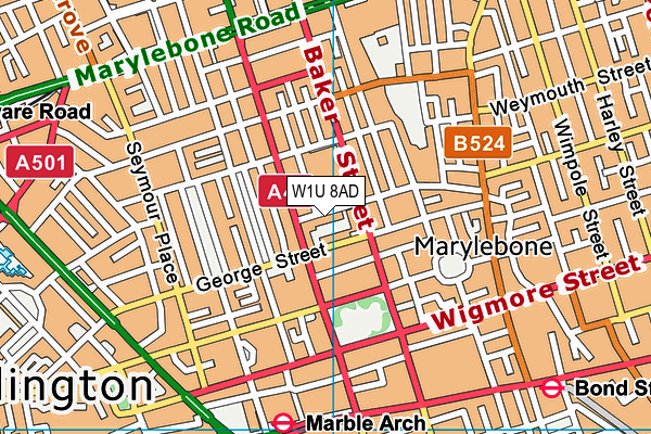 W1U 8AD map - OS VectorMap District (Ordnance Survey)