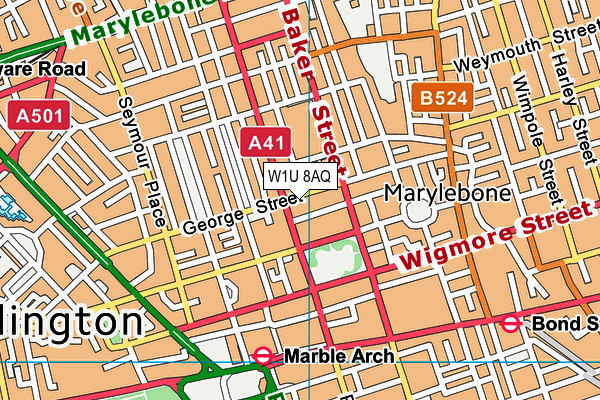 W1U 8AQ map - OS VectorMap District (Ordnance Survey)