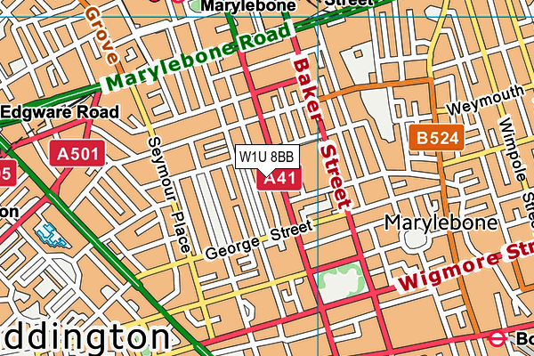 W1U 8BB map - OS VectorMap District (Ordnance Survey)