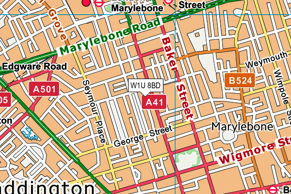 W1U 8BD map - OS VectorMap District (Ordnance Survey)