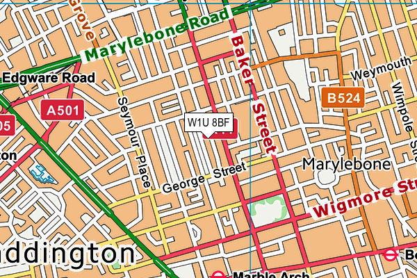 W1U 8BF map - OS VectorMap District (Ordnance Survey)