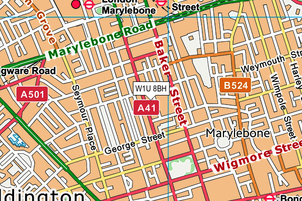 W1U 8BH map - OS VectorMap District (Ordnance Survey)