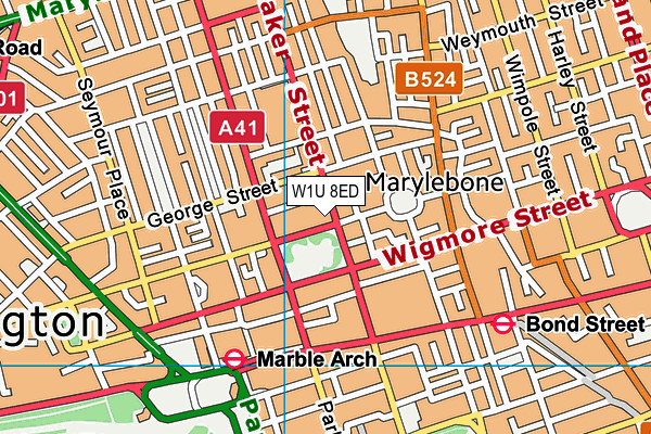 W1U 8ED map - OS VectorMap District (Ordnance Survey)