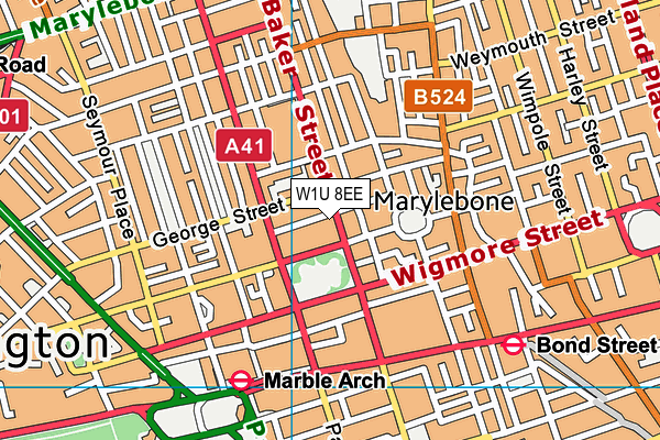 W1U 8EE map - OS VectorMap District (Ordnance Survey)