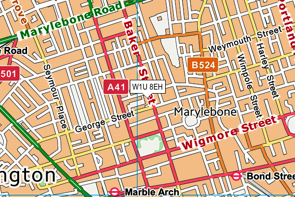 W1U 8EH map - OS VectorMap District (Ordnance Survey)