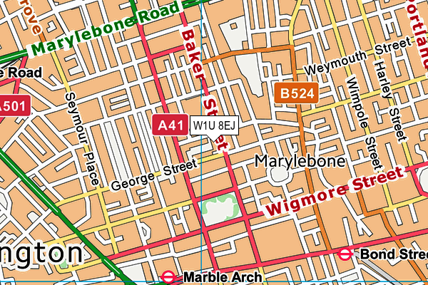 W1U 8EJ map - OS VectorMap District (Ordnance Survey)