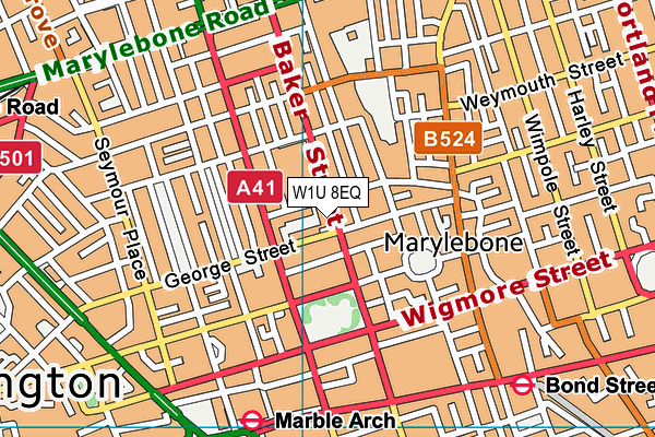 W1U 8EQ map - OS VectorMap District (Ordnance Survey)
