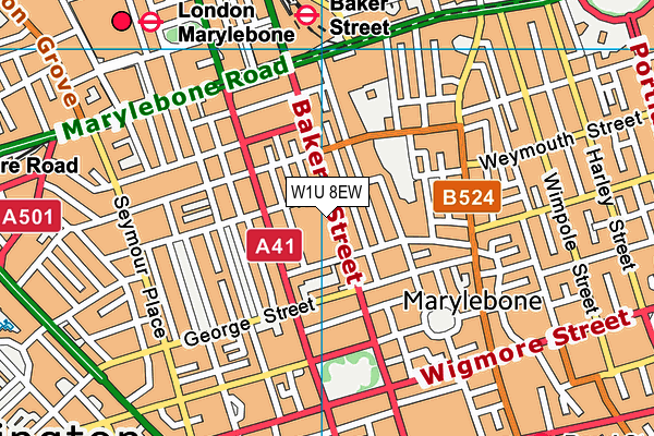 Fitness First (Baker Street) map (W1U 8EW) - OS VectorMap District (Ordnance Survey)