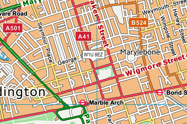 W1U 8EZ map - OS VectorMap District (Ordnance Survey)