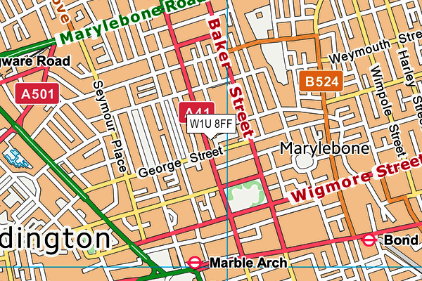 W1U 8FF map - OS VectorMap District (Ordnance Survey)