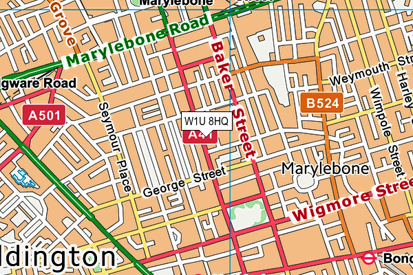 W1U 8HQ map - OS VectorMap District (Ordnance Survey)