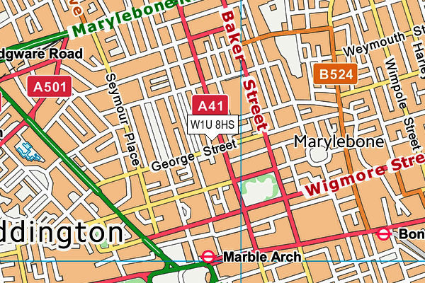 W1U 8HS map - OS VectorMap District (Ordnance Survey)