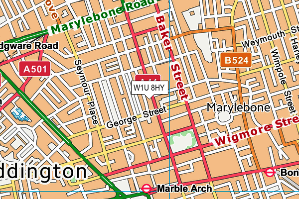 W1U 8HY map - OS VectorMap District (Ordnance Survey)