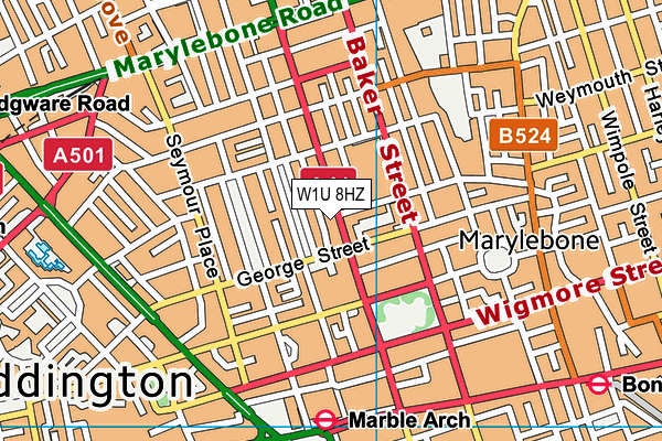 W1U 8HZ map - OS VectorMap District (Ordnance Survey)