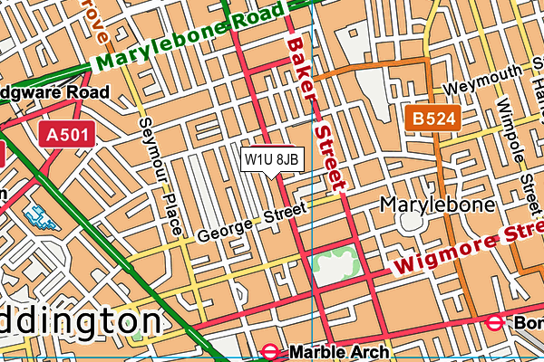 W1U 8JB map - OS VectorMap District (Ordnance Survey)