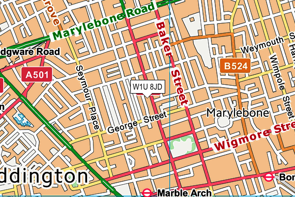 W1U 8JD map - OS VectorMap District (Ordnance Survey)