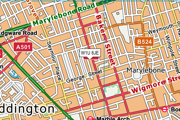 W1U 8JE map - OS VectorMap District (Ordnance Survey)