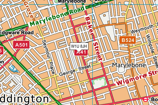 W1U 8JH map - OS VectorMap District (Ordnance Survey)