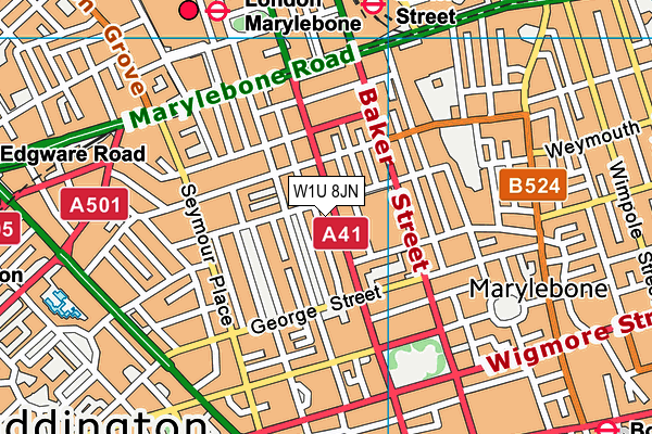 W1U 8JN map - OS VectorMap District (Ordnance Survey)