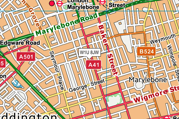 W1U 8JW map - OS VectorMap District (Ordnance Survey)