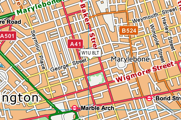 W1U 8LT map - OS VectorMap District (Ordnance Survey)