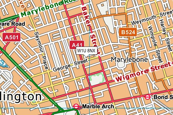 W1U 8NX map - OS VectorMap District (Ordnance Survey)