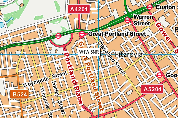 W1W 5NR map - OS VectorMap District (Ordnance Survey)